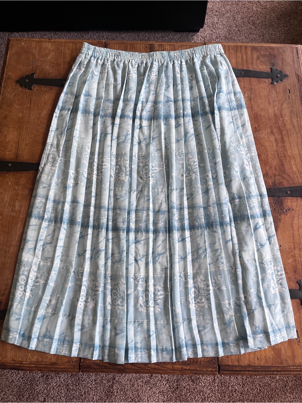 Alfred Dunner Pale Blue‎ Printed Elastic Waist Skirt